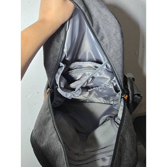 BabbleRoo Gray Diaper Bag Backpack Changing Pad Stroller Straps Pacifier Case - Picture 3 of 11